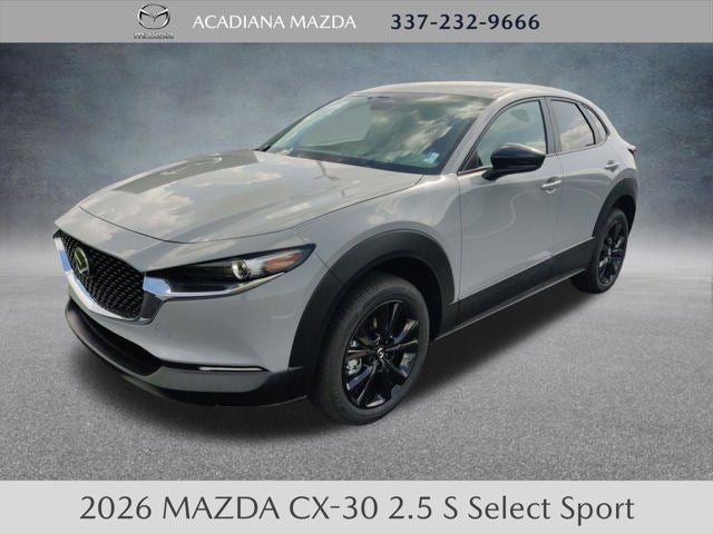 2026 Mazda Mazda CX-30 2.5 S Select Sport AWD in Aero Gray Metallic — front three-quarter view