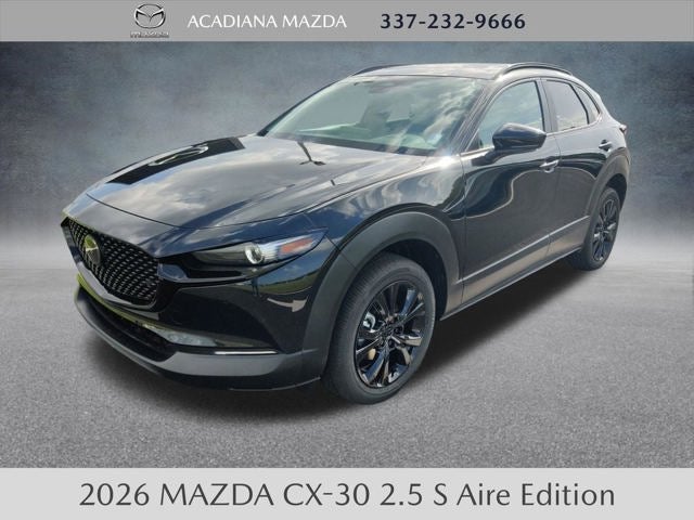 2026 Mazda Mazda CX-30 2.5 S Aire Edition in Jet Black Mica — front three-quarter view