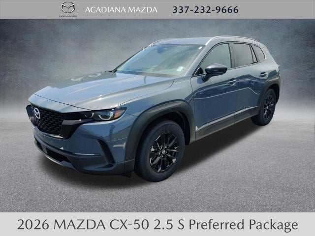 2026 Mazda Mazda CX-50 2.5 S Preferred AWD in Polymetal Gray Metallic — front three-quarter view