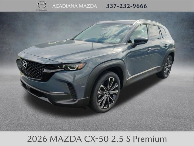 2026 Mazda Mazda CX-50 2.5 S Premium AWD in Polymetal Gray Metallic — front three-quarter view