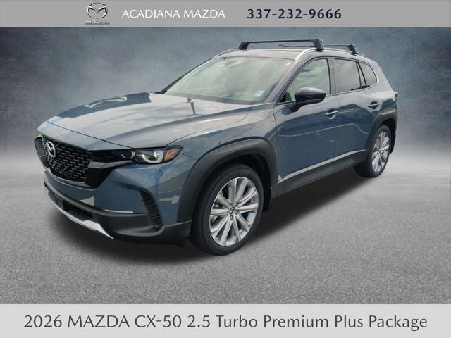 2026 Mazda Mazda CX-50 2.5 Turbo Premium Plus AWD in Polymetal Gray Metallic — front three-quarter view