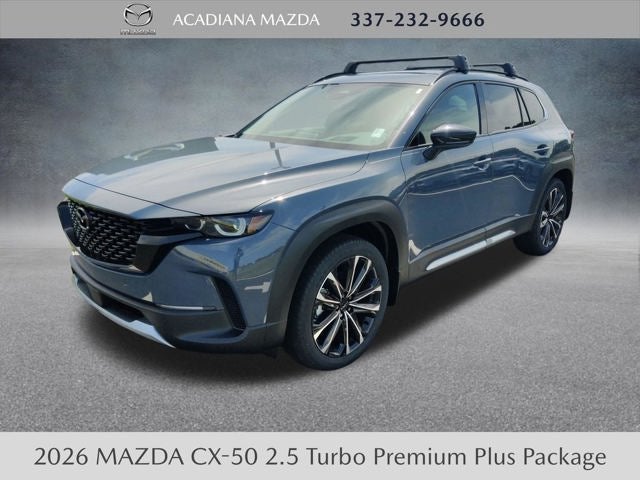 2026 Mazda Mazda CX-50 2.5 Turbo Premium Plus AWD in Polymetal Gray Metallic — front three-quarter view