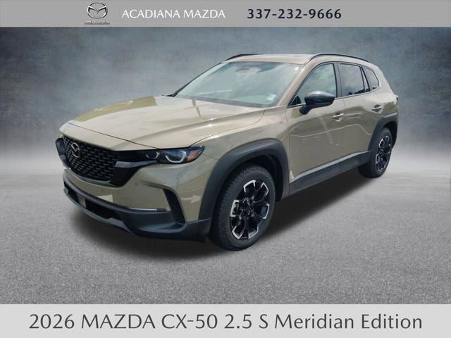 2026 Mazda Mazda CX-50 2.5 S Meridian Edition AWD in Zircon Sand Metallic — front three-quarter view