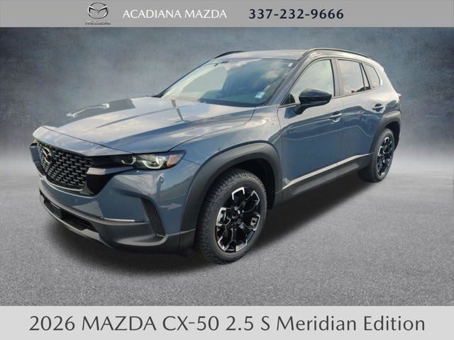 2026 Mazda Mazda CX-50 2.5 S Meridian Edition AWD in Polymetal Gray Metallic — front three-quarter view