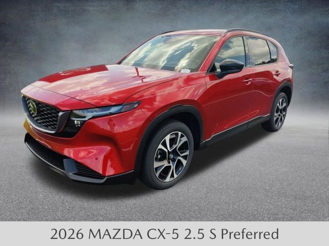 2026 Mazda Mazda CX-5 2.5 S Preferred AWD in Soul Red Crystal Metallic — front three-quarter view