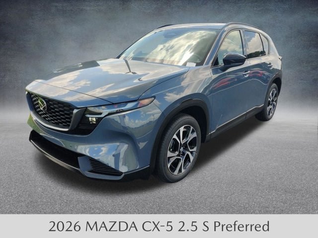 2026 Mazda Mazda CX-5 2.5 S Preferred AWD in Polymetal Gray Metallic — front three-quarter view