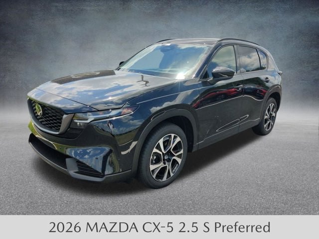 2026 Mazda Mazda CX-5 2.5 S Preferred AWD in Jet Black Mica — front three-quarter view