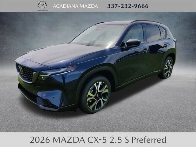 2026 Mazda Mazda CX-5 2.5 S Preferred AWD in Navy Blue Mica — front three-quarter view
