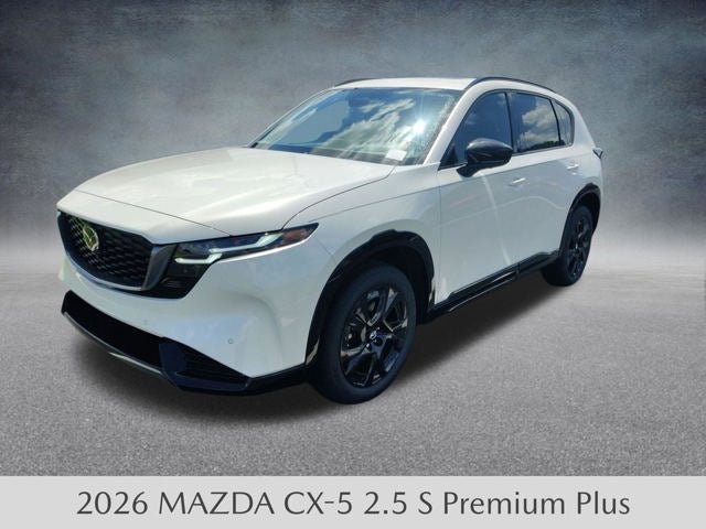 2026 Mazda Mazda CX-5 2.5 S Premium Plus AWD in Rhodium White Metallic — front three-quarter view