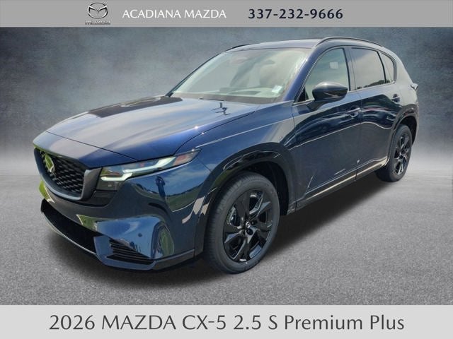2026 Mazda Mazda CX-5 2.5 S Premium Plus AWD in Navy Blue Mica — front three-quarter view
