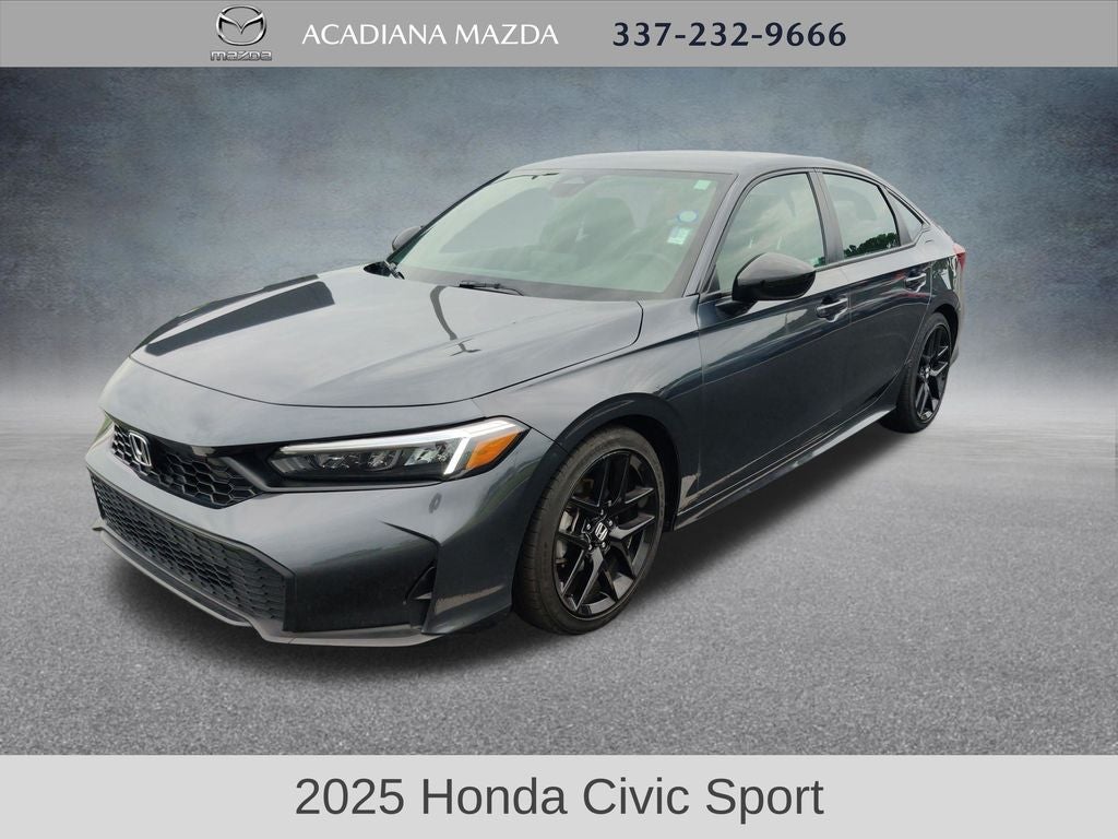 2025 Honda Civic Sport in Gray — front three-quarter view