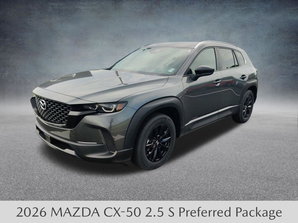 2026 Mazda Mazda CX-50 2.5 S Preferred AWD in Machine Gray Metallic — front three-quarter view