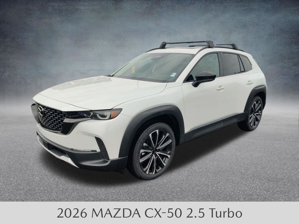 2026 Mazda Mazda CX-50 2.5 Turbo AWD in Wind Chill Pearl — front three-quarter view