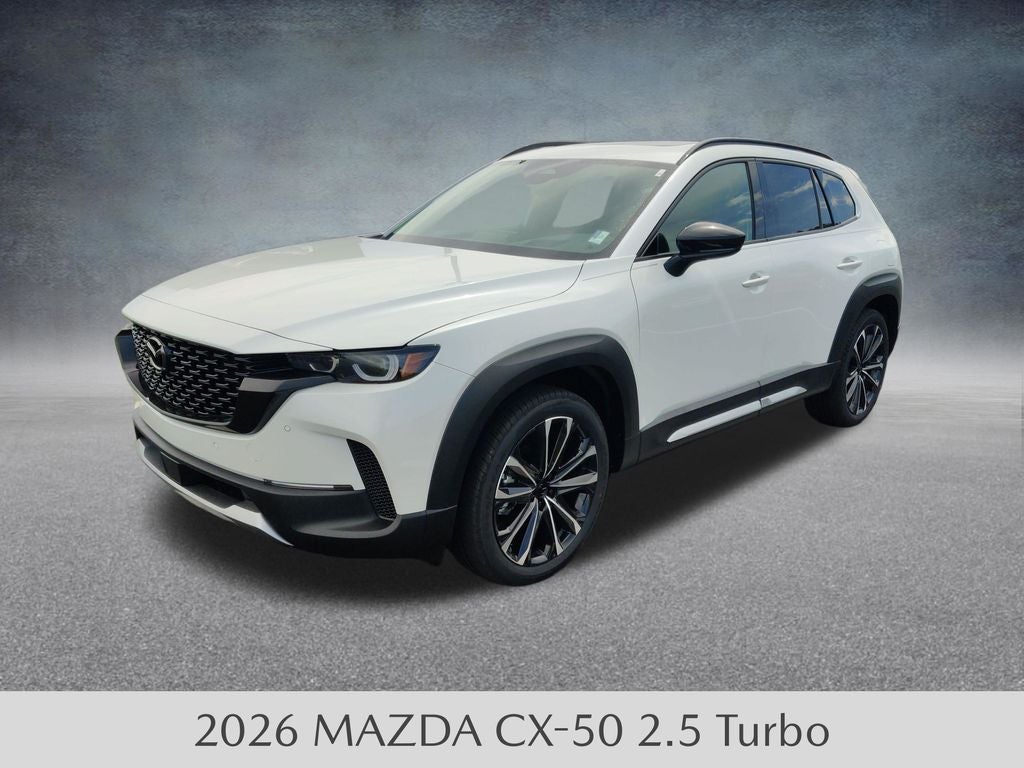 2026 Mazda Mazda CX-50 2.5 Turbo AWD in Wind Chill Pearl — front three-quarter view