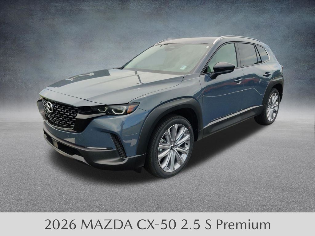 2026 Mazda Mazda CX-50 2.5 S Premium AWD in Polymetal Gray Metallic — front three-quarter view