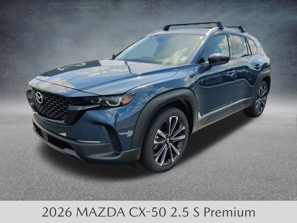 2026 Mazda Mazda CX-50 2.5 S Premium AWD in Ingot Blue Metallic — front three-quarter view