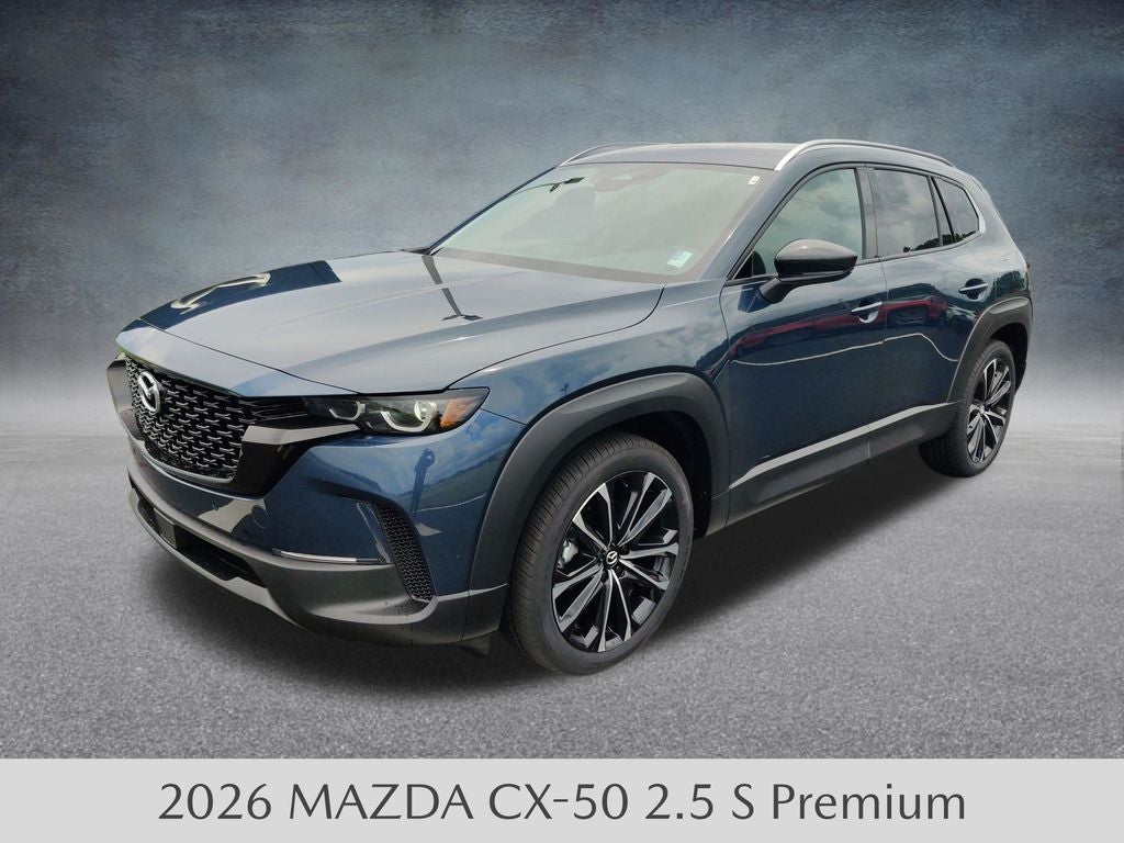 2026 Mazda Mazda CX-50 2.5 S Premium AWD in Ingot Blue Metallic — front three-quarter view