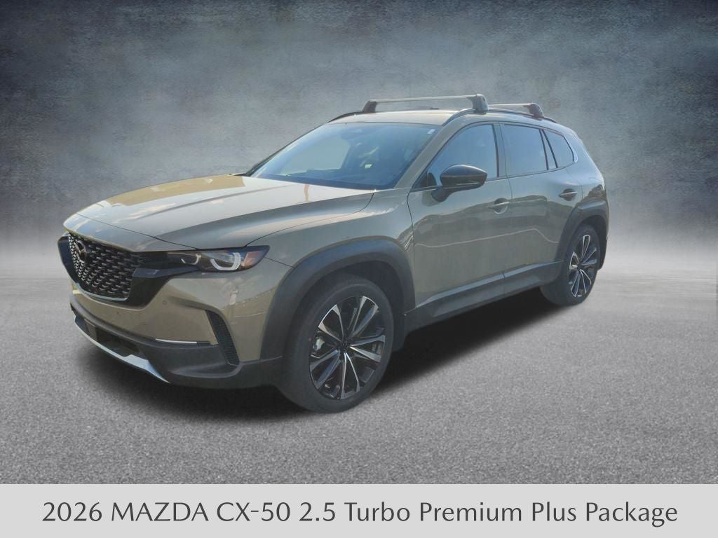 2026 Mazda Mazda CX-50 2.5 Turbo Premium Plus AWD in Zircon Sand Metallic — front three-quarter view