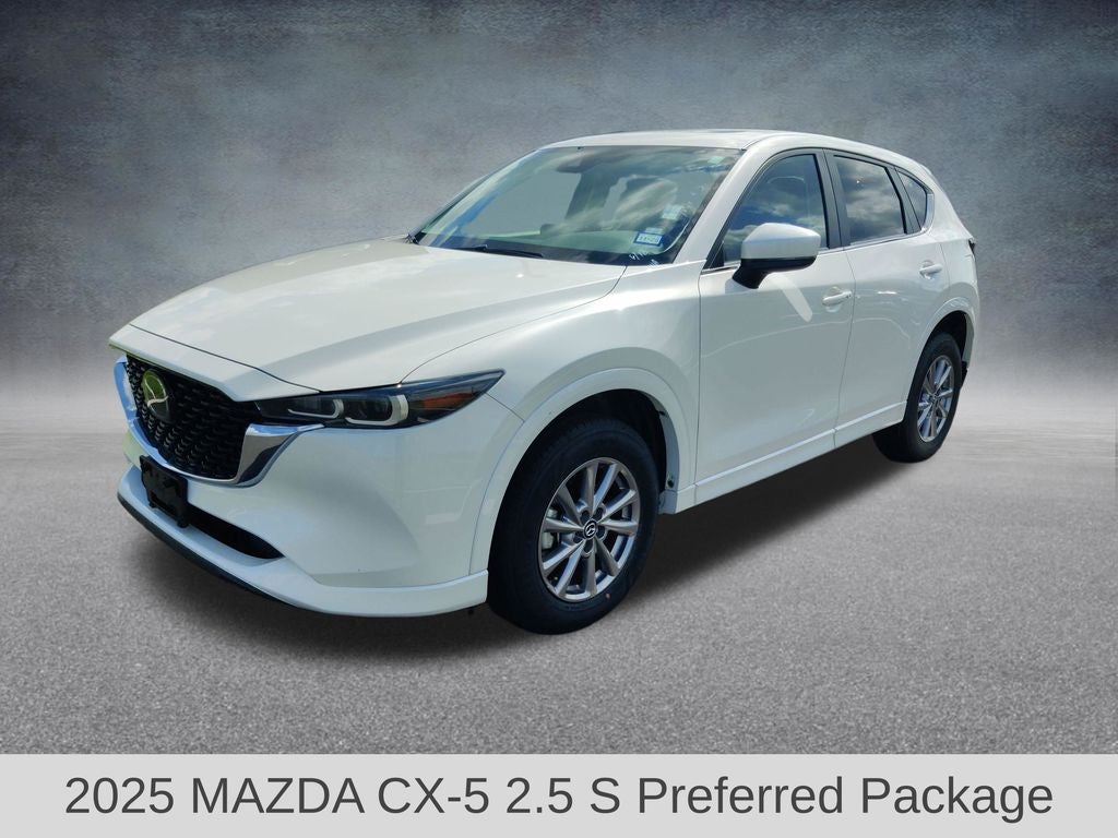 2025 Mazda Mazda CX-5 2.5 S Preferred Package in Rhodium White Metallic — front three-quarter view