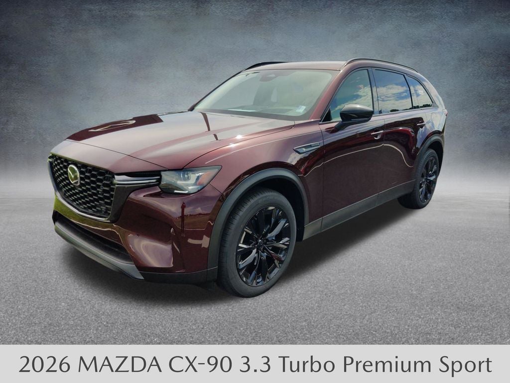 2026 Mazda Mazda CX-90 3.3 Turbo Premium Sport AWD in Artisan Red Premium — front three-quarter view