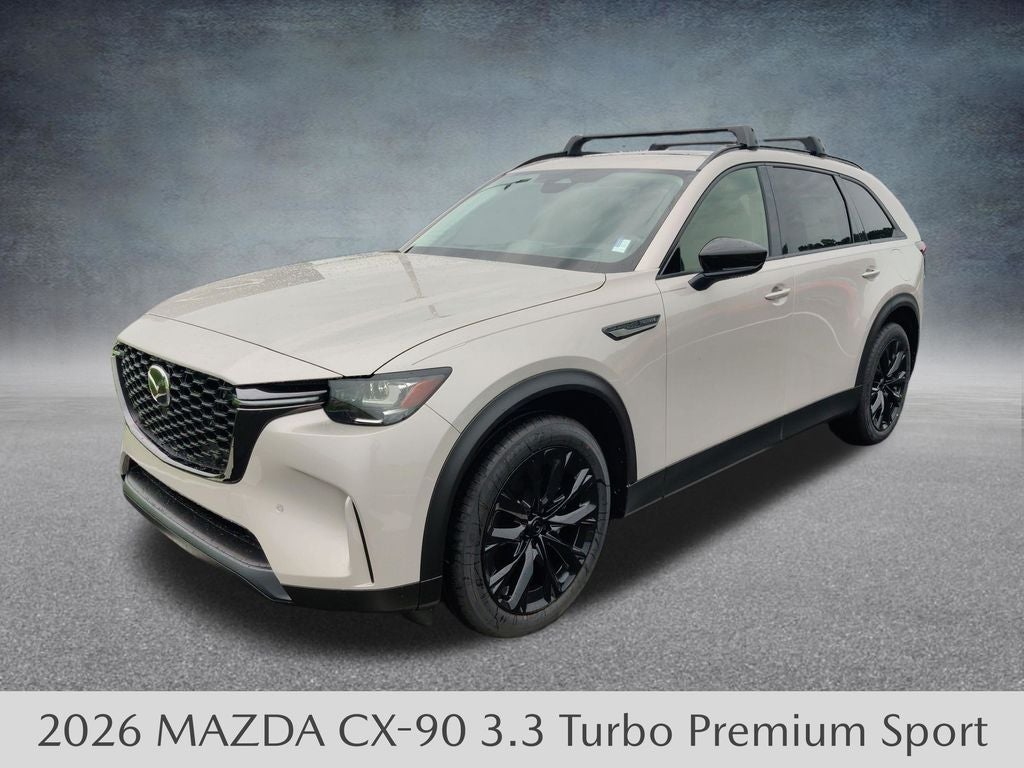 2026 Mazda Mazda CX-90 3.3 Turbo Premium Sport AWD in Platinum Quartz Metallic — front three-quarter view