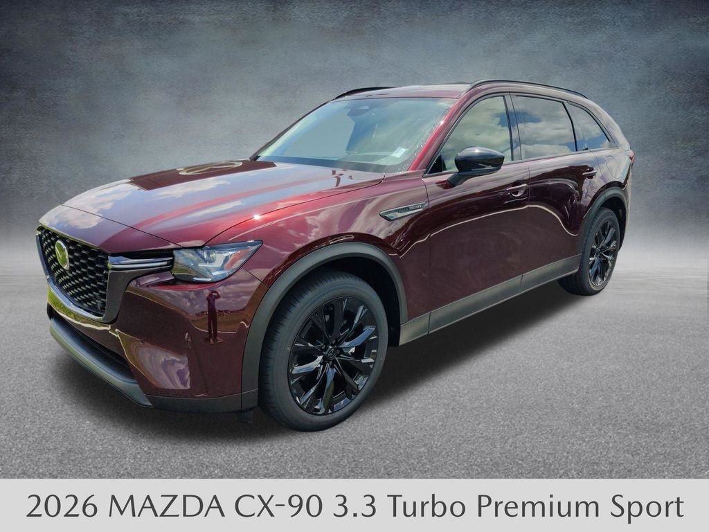 2026 Mazda Mazda CX-90 3.3 Turbo Premium Sport AWD in Artisan Red Premium — front three-quarter view