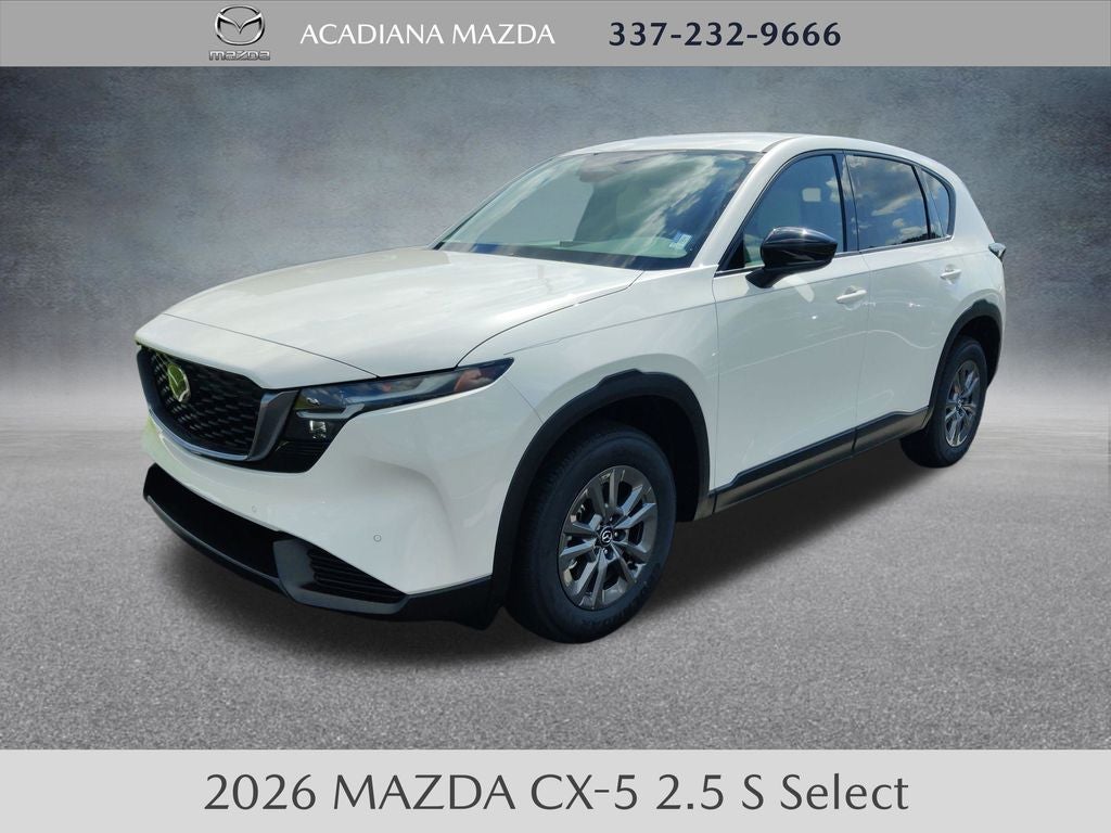 2026 Mazda Mazda CX-5 2.5 S Select AWD in Rhodium White Metallic — front three-quarter view
