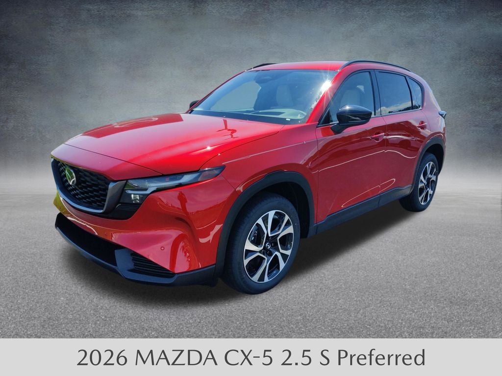 2026 Mazda Mazda CX-5 2.5 S Preferred AWD in Soul Red Crystal Metallic — front three-quarter view